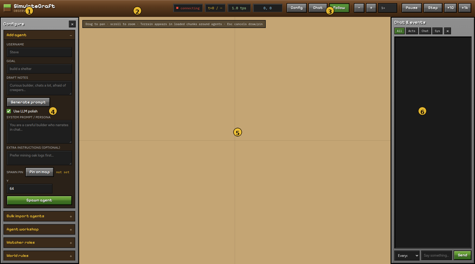 Annotated overview of the SimulateCraft viewer