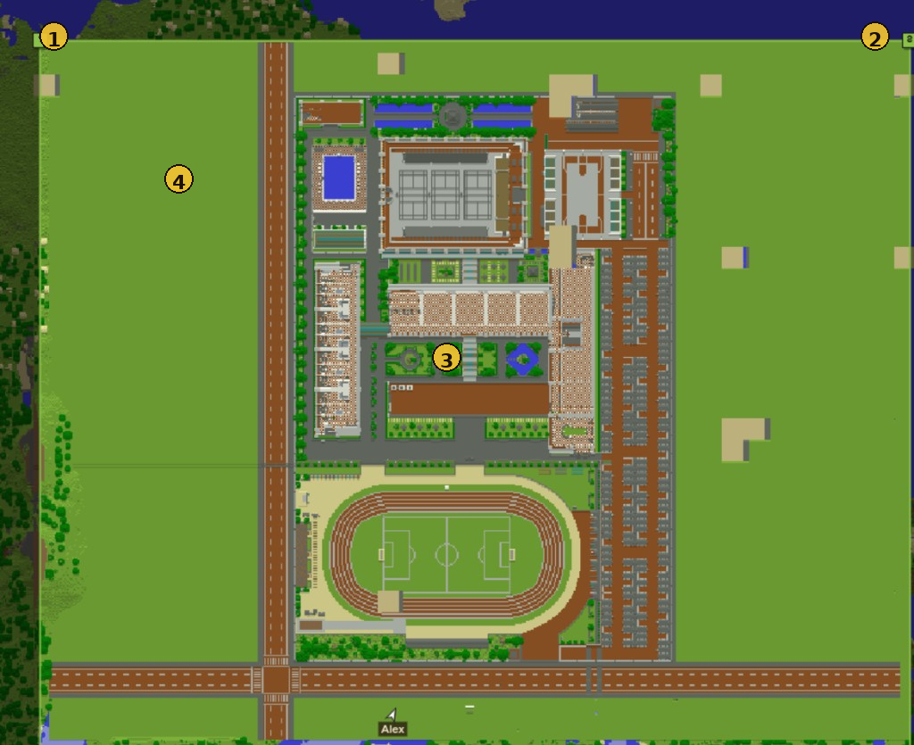 Preloaded campus with corner markers