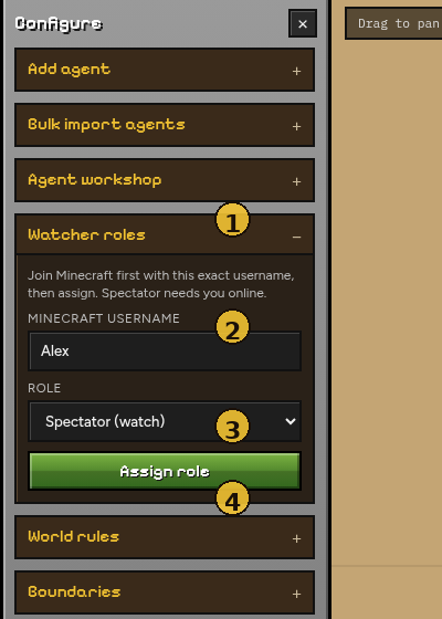 Annotated Watcher roles panel